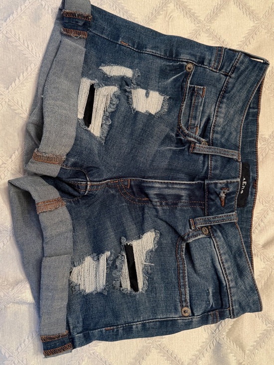 Aeropostale Pants - Aeropostale Distressed Dark Blue Rolled Hem Jean Shorts